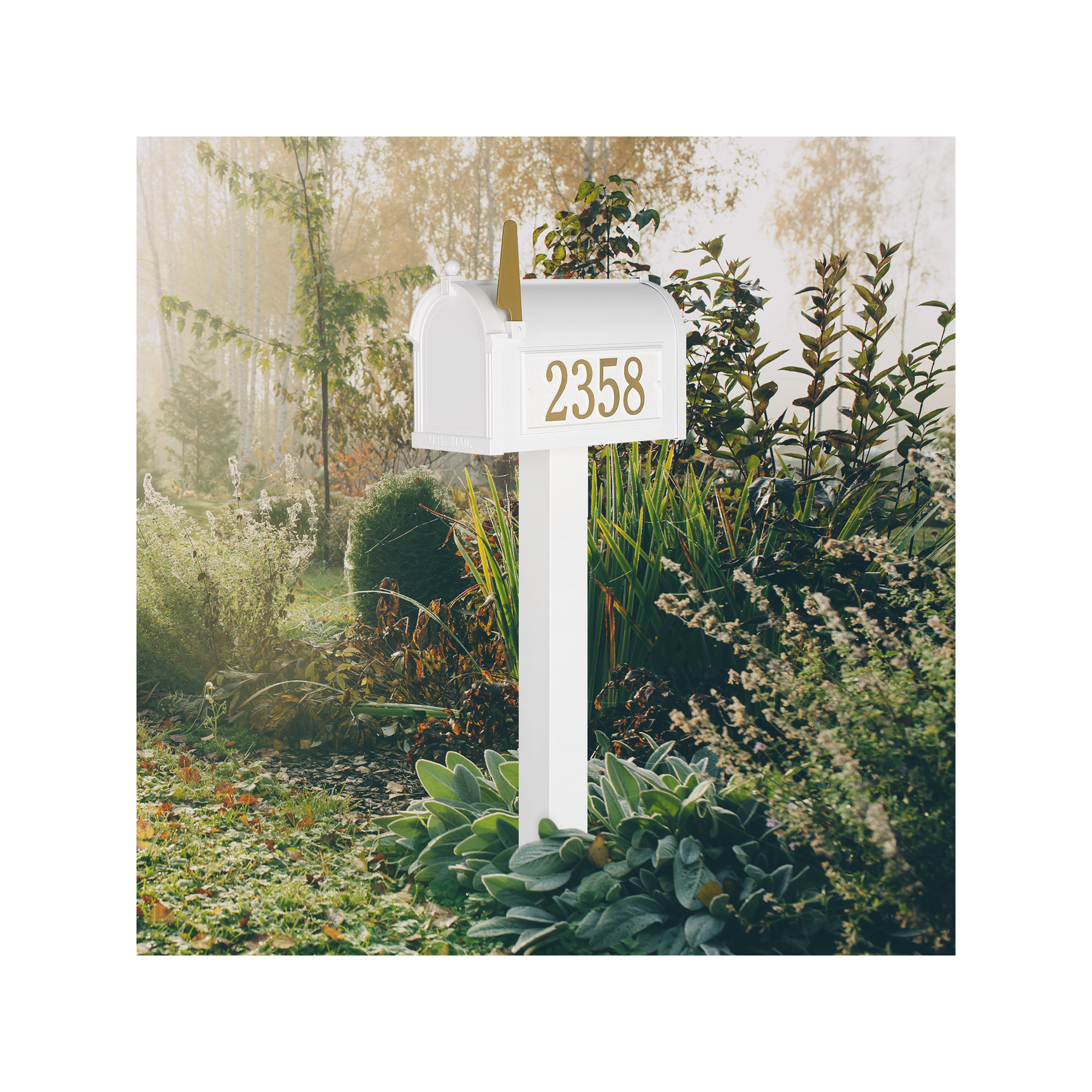 Premium Package Post Mounted Mailbox, White, Yes