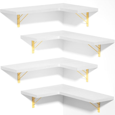 Tablettes d'angle flottantes murales, tablettes suspendues en bois rustique pour le rangement et la présentation, ensemble de tablettes peu encombrantes pour la salle de bain, la cuisine, le salon et la chambre à coucher
