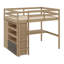 Lit mezzanine en bois avec garde-robe intégré, bureau, tablettes de rangement et tiroirs-1204664028