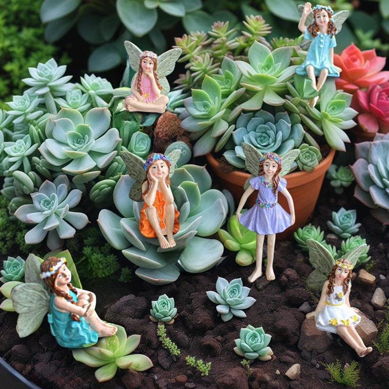 Figurines de jardin féeriques pour 6 plantes d'intérieur et de jardin