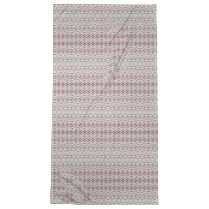 Serviette de bain à losanges géométriques, Rose / sarcelle