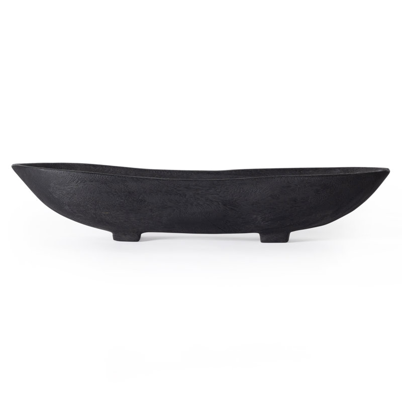 Zamora Handmade Wood Decorative Bowl, Carbonized Black