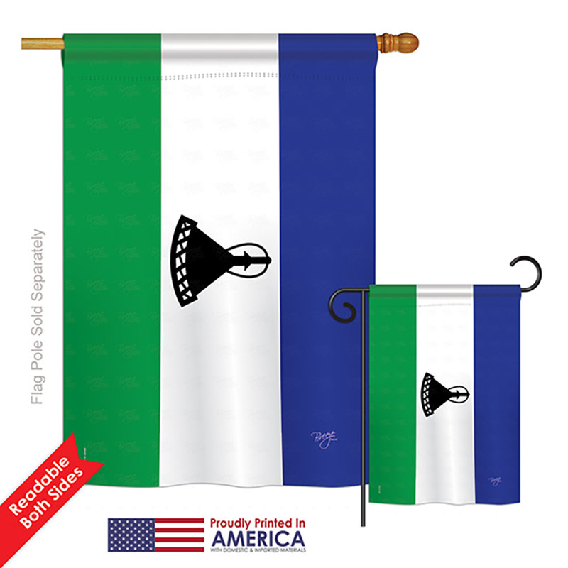 « lesotho of the world », drapeau de polyester vertical décoratif à 2 côtés