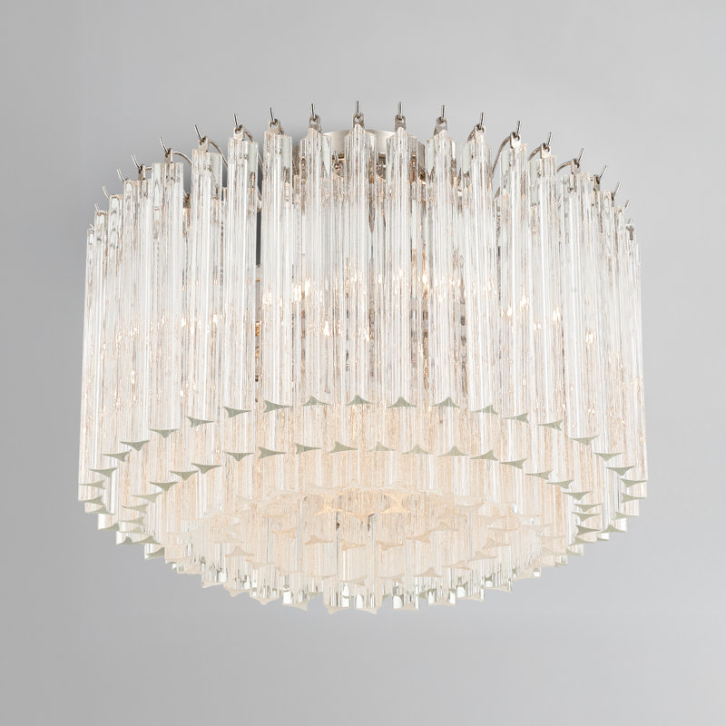 Lofton 5 Light Polished Nickel Semi Flush Mount, Nickel