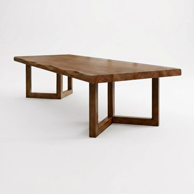 Solid Wood Dining Table, Rectangular Farmhouse Kitchen Table, Seats Up to 8 People