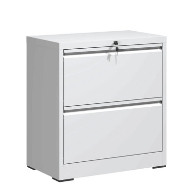 2 Drawer Lateral File Cabinet With Lock, Metal Lateral Filing Cabinet For Home Office, Steel Wide Horizontal Filing Cabinets