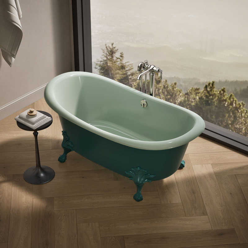 Artéfacts 66-1 / 8 po X 32 1/2 po Baignoire autoportante, Bleu sarcelle / gris