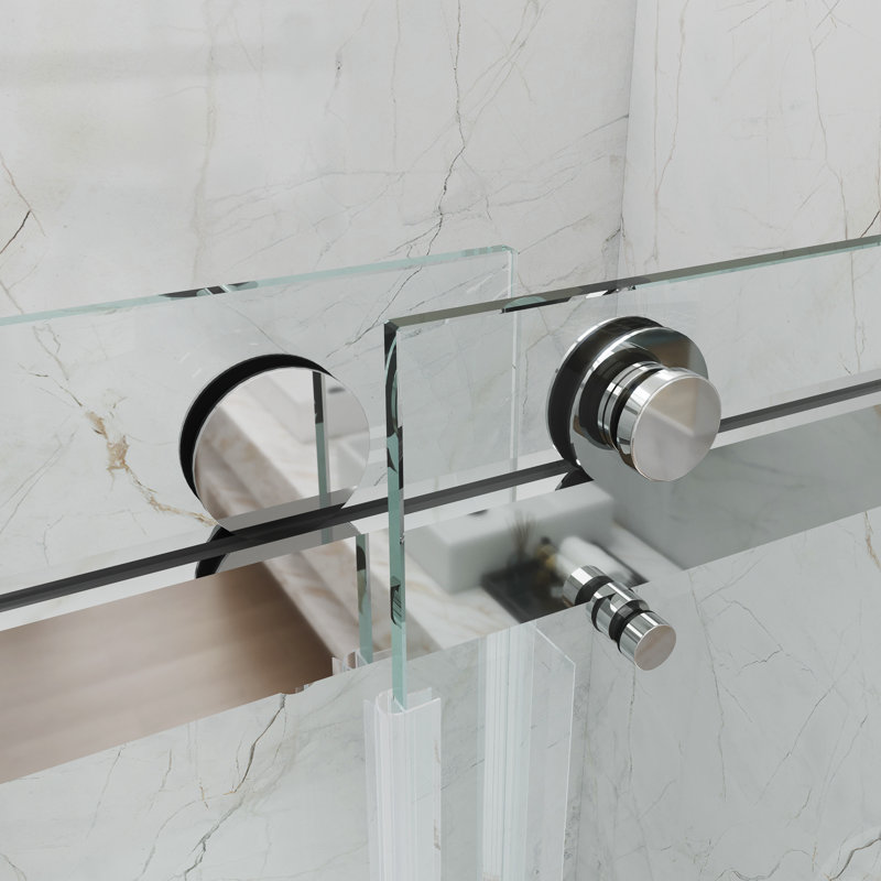 Opal Mirage MCOCOD 56-60" W x 76" H Double Sliding Frameless Smooth Sliding Shower Door with 3/8" (10mm)Clear Glass, Chrome