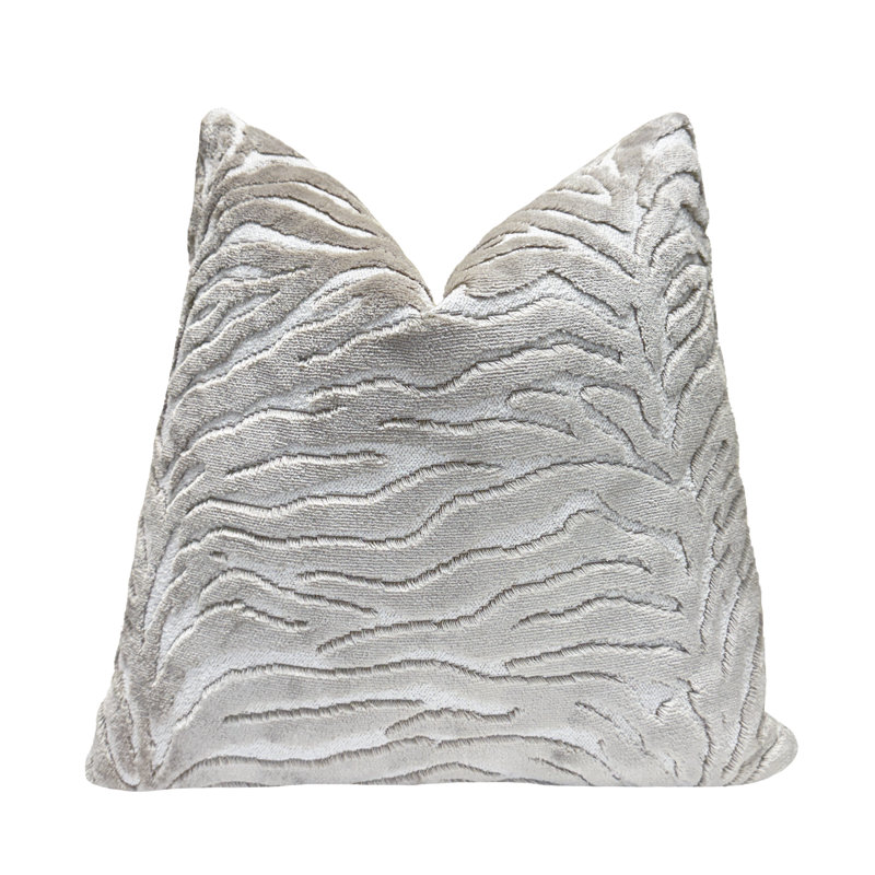 Housse de coussin en velours zébré, H 22 po x l 22 po, Blanc / imprimé animal