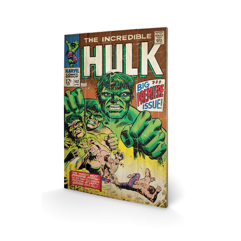 Hulk, Big Issue Vintage Advertisement on Wood
