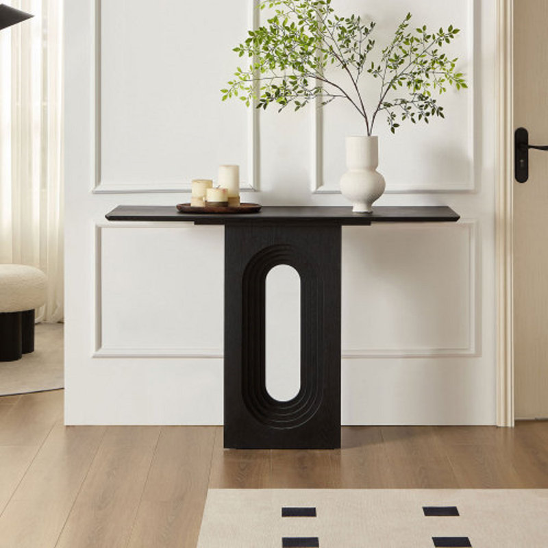 47.24 Inch Narrow Entryway Console Table - Modern Loopback Design MDF Hallway Table, Space-Saving Sofa Table For Apartments & Small Spaces (Black/Walnut/Marble Options)