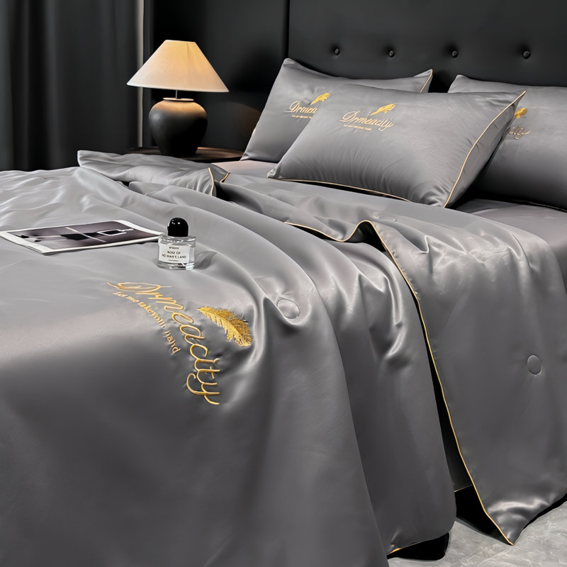 Ensemble de courtepointe Feather, 200x230cm, Khaki