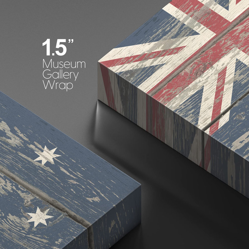 Drapeau australien sur panneaux rétro en bois rétro sur toile, H 12 po x l 18 po x P 1,5 po
