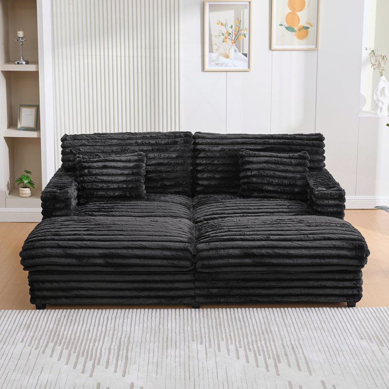 Oversized Double Chaise Sofa Bed Cloud Couch, Sage Green
