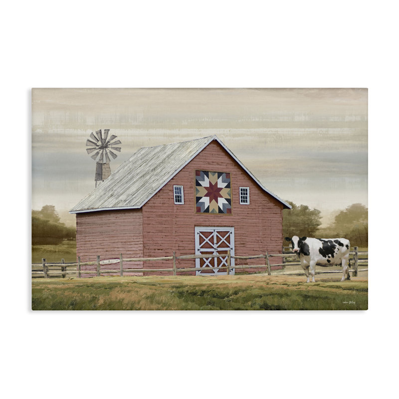  Art traditionnel sur toile Traditional Barn & Windmill par Amber Sterling, H 16 po x l 24 po