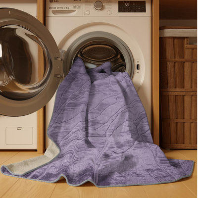 Machine Washable Abstract Purple Area Rug