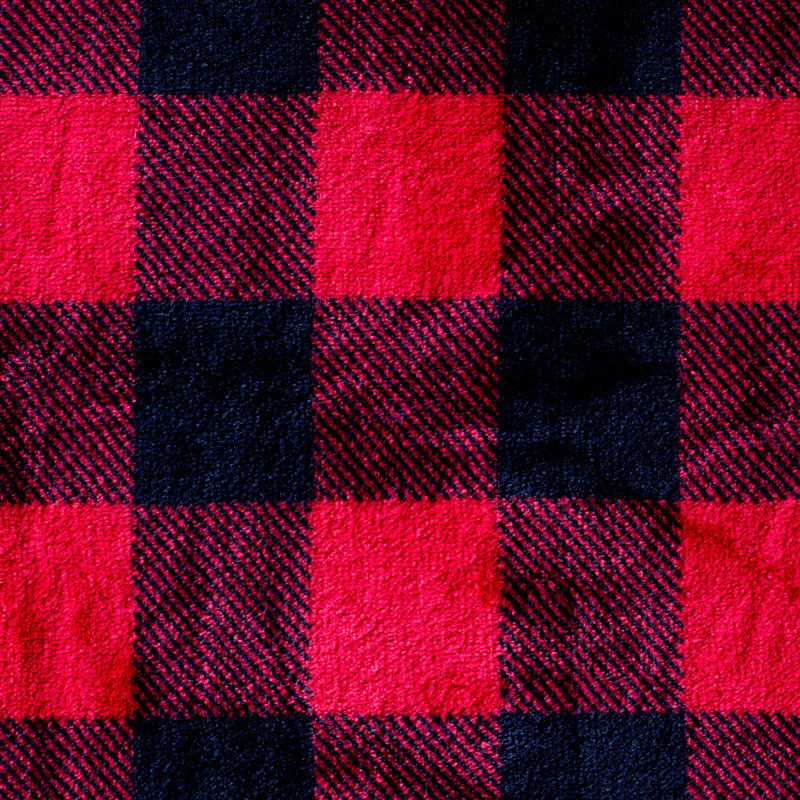 Couverture en sherpa à capuche portable, Carreaux Buffalo - rouge / noir, Adulte