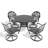 5 Dining With Black Frame - 4 Swivel Chairs And 39.37" Round Table, All-Weather Aluminium Chairs,-1876129481