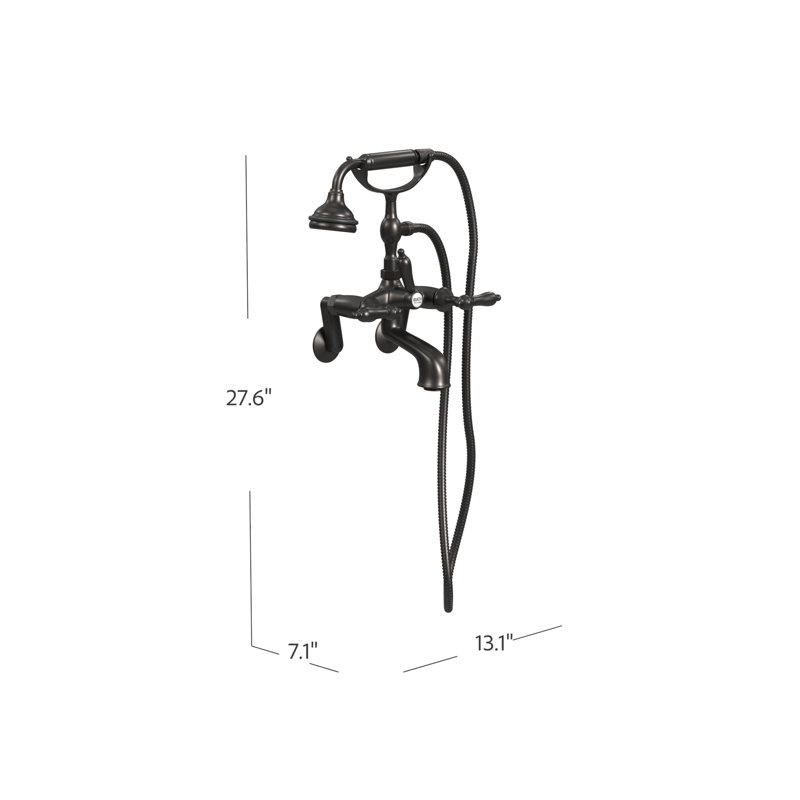 2 Handle Bathroom Clawfoot Tub Faucet with Diverter, Antique Bronze