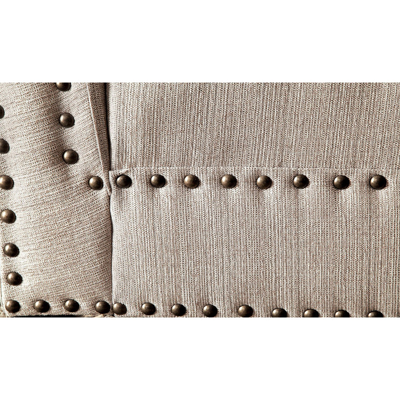 Coussin de salon moderne avec garniture cloutée en lin beige, Beige