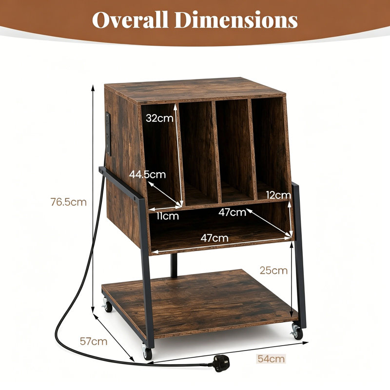76.5cm H Media Shelves, Brown & Black