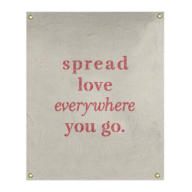 Tapisserie de polyester à l’quoted love quot, H 80 po x l 59 po, Blanc / Rouge