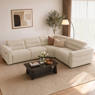 126.75″ 4-Seat Zero Gravity Power Recliner Sofa with 2 Power Seats & Adjustable