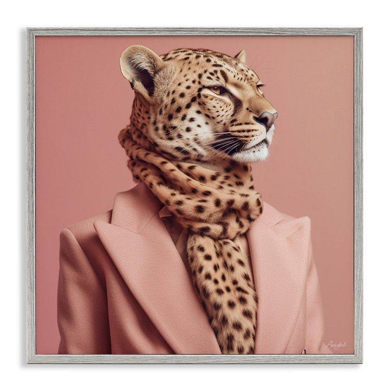 Portrait de guépard à la mode Az-155 par Roozbeh, H 24 po x l 24 po x P 1,5 po, Estampe numérique Farmhouse