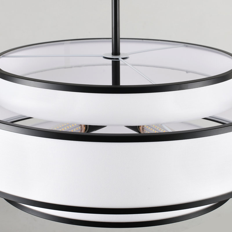Lustre tambour moderne à 5 lumières 23,78 "à intensité variable, Noir mat