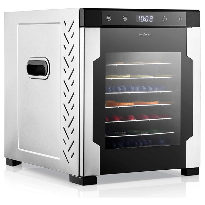 NutriChef 900-Watt Stainless Steel Food Dehydrator with Digital Timer