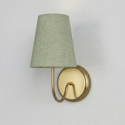 6''W Brass Dimmable Wall Sconce With Green Shade