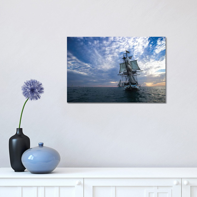 Sailboat And Tall Ship The Pacific Ocean, Dana Point Harbor, Dana Point, Orange County, California, USA III - Wrapped Canvas Print