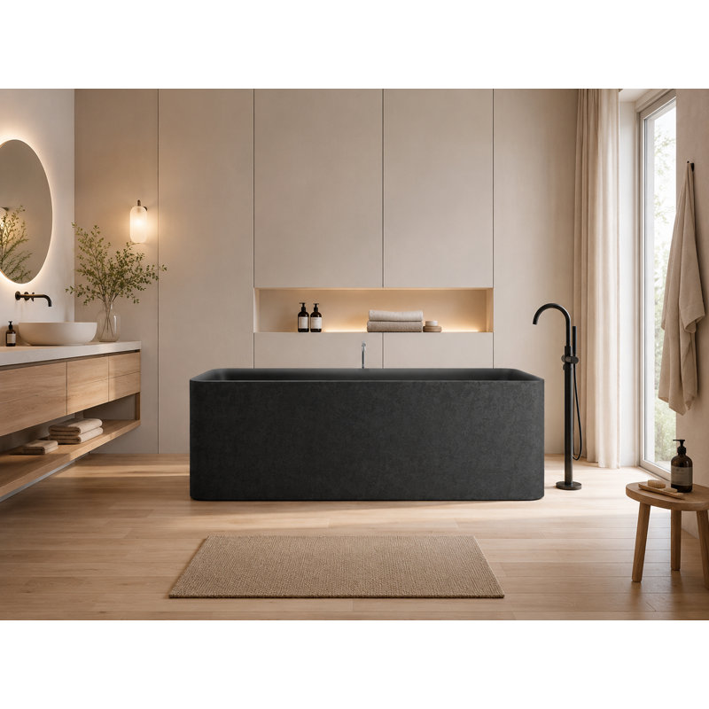 Baignoire de trempage profonde rectangulaire noire 70,9 "x 31,7", Noir