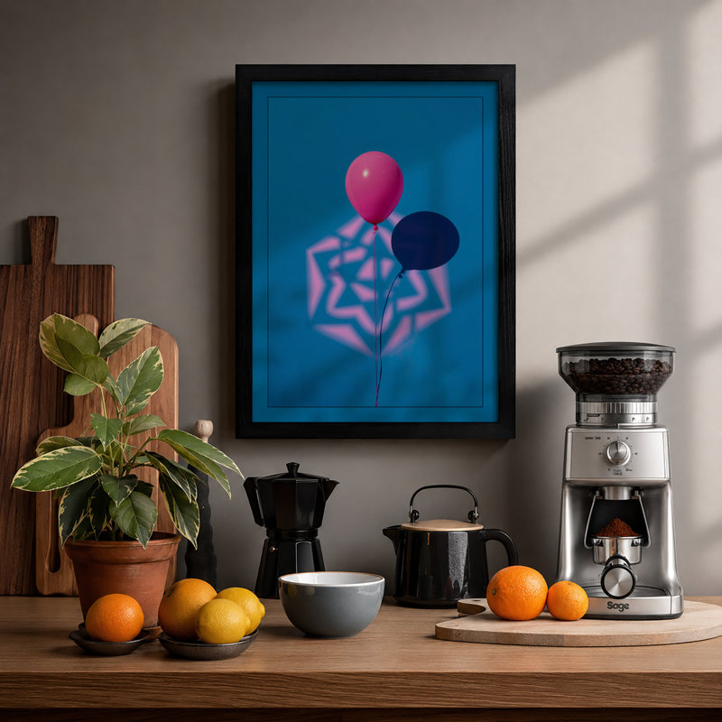 Balloons and Web Modern - Framed Print, Black, A3 - 42.0 x 29.7 cm