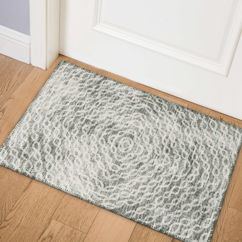 Anna-May Chenille Geometric Indoor / Outdoor Rug, Rectangle 1'8" x 2'6"
