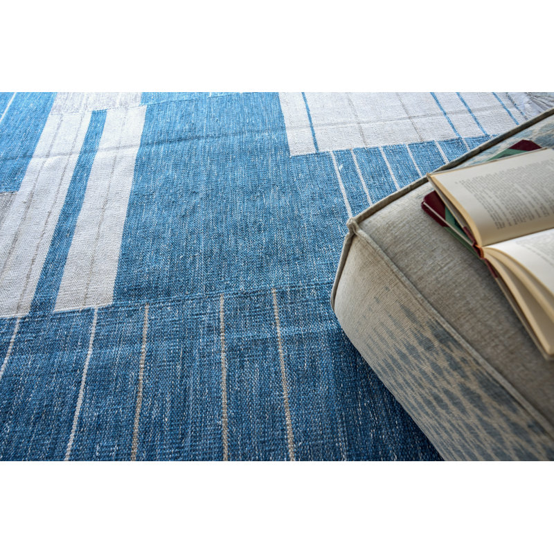 Scandinavian Handmade Geometric Area Rug, Rectangle 4'3" x 6'