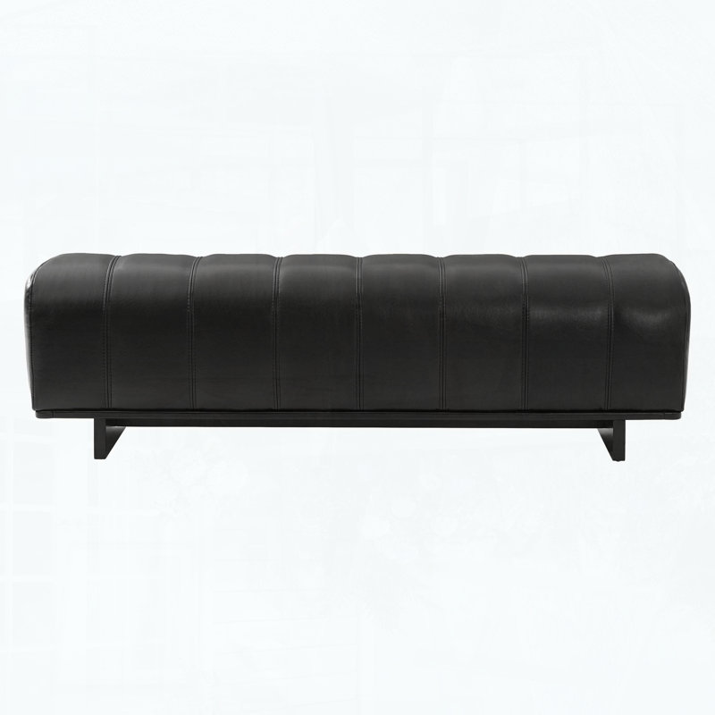 Indoor Dining Bench with Black PU Fabric, Rubber Wood Legs, 250 lbs Capacity, Black
