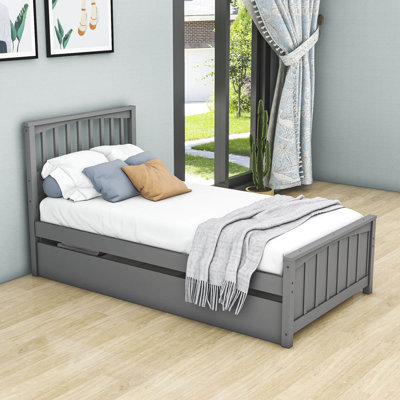 Twin Size Platform Bed with Trundle