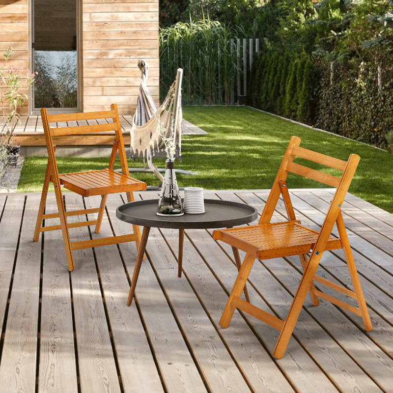 Chaises de bistro pliantes Rayetta avec dossier en bois pour l'intérieur et l'extérieur, Teck