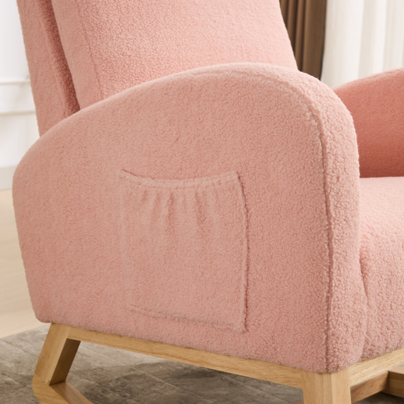 Chaise berçante Vennie, Tissu rose flou