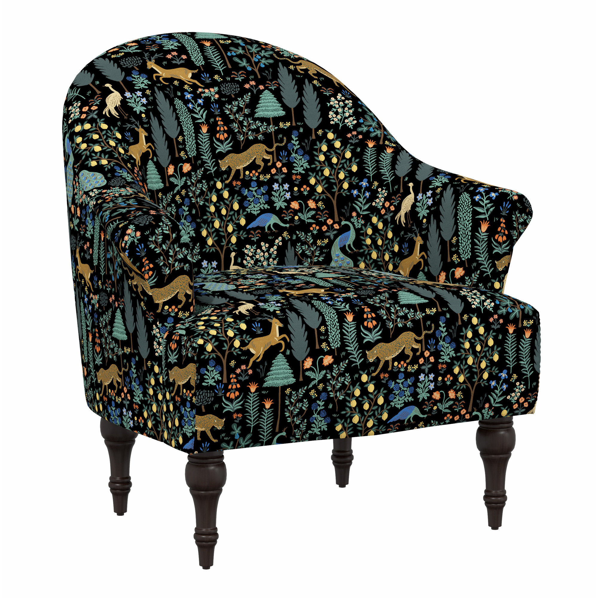 Rifle Paper Co. x Cloth & Company Josephine Chair, Rpc Menagerie Black Linen
