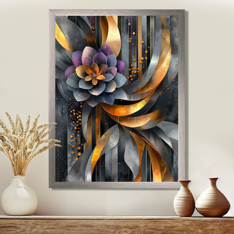 Nicollette - salon d'art mural floral, H 40 po x l 30 po, Reproduction encadrée d'une seule photo, Argent argent