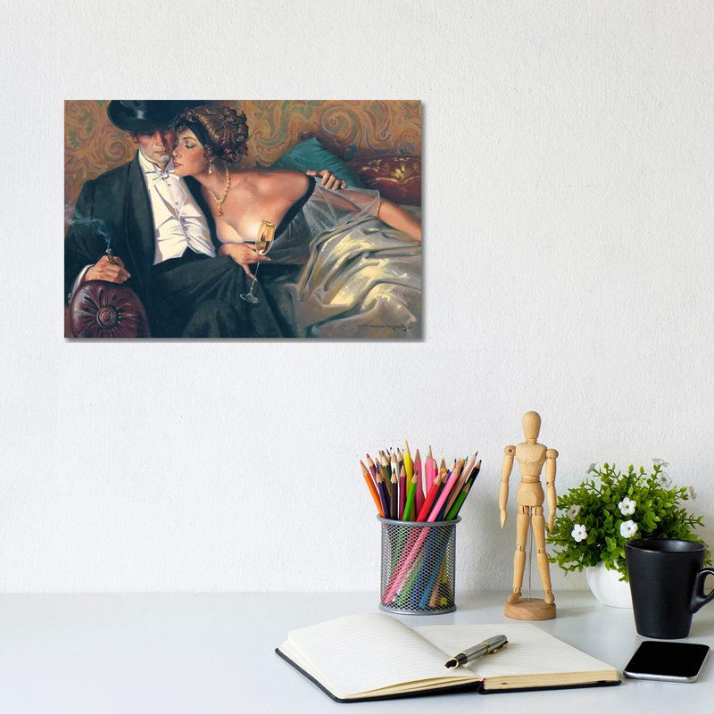 The French Lovers by Maher Morcos - Wrapped Canvas Painting, 20.32 cm H x 30.48 cm W