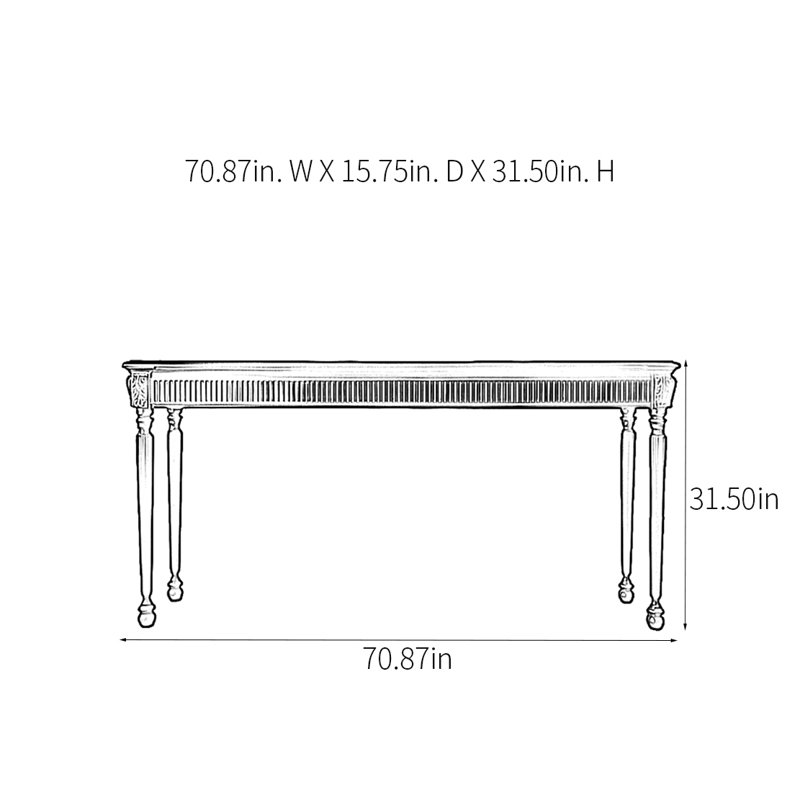Console rétro sculptée, H 31,5 po x l 70,87 po x P 15,75 po