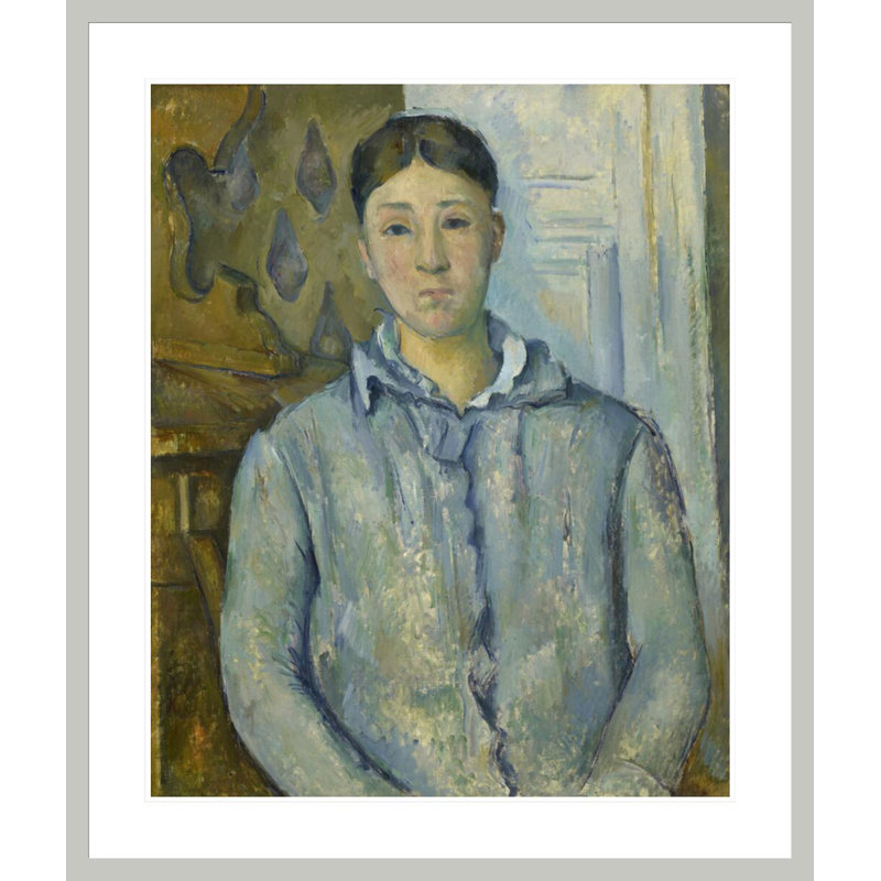 «Madame Cezanne in Blue» par Paul Cézanne, impression giclée encadrée, H 39,48 po x l 33,5 po