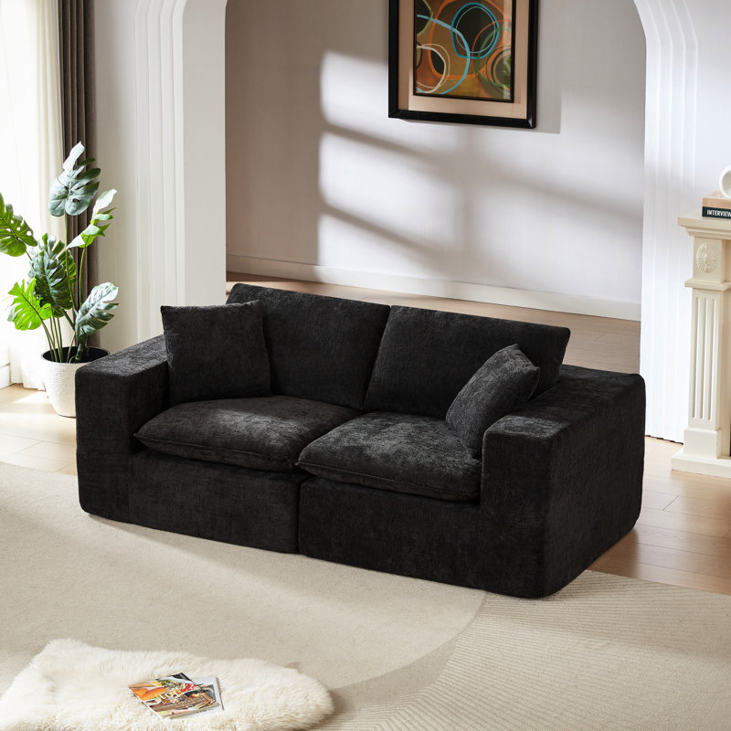 Nuage en chenille moderne à 2 places avec rembourrage en éponge à haute densité doux et matériel, pour appartement confortable, librement combinable, hauteur de 34,58 po, maison