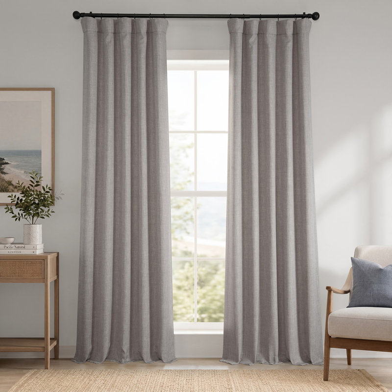 Ottis Faux Linen Room Darkening Curtain Panel, Clay, 50" W x 84" L