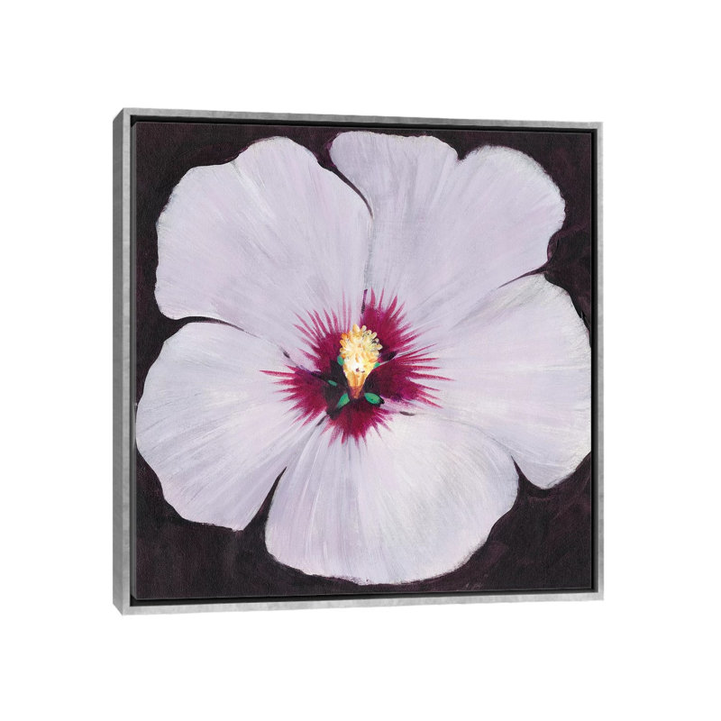 «Hibiscus Portrait II» par Tim Ottoole - reproduction d'art, H 26 po x l 26 po x P 1,5 po, Toile avec cadre argenté