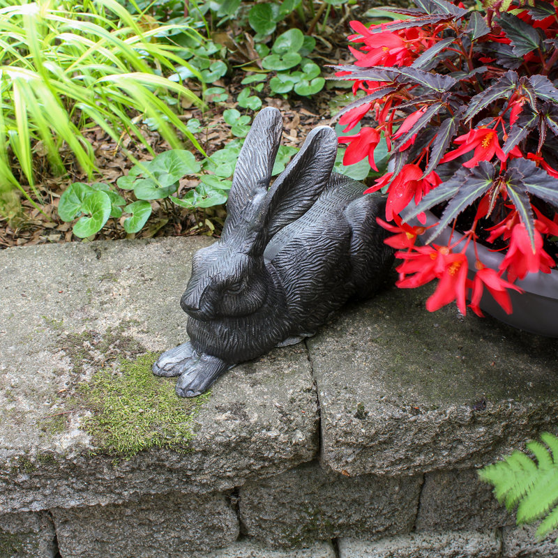 Charcoal Cast Aluminum Rabbit Garden Statue