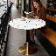 Table ronde 24 po en terrazzo de qualité commerciale pour la boulangerie, le café, le restaurant et les petits espaces-135860862